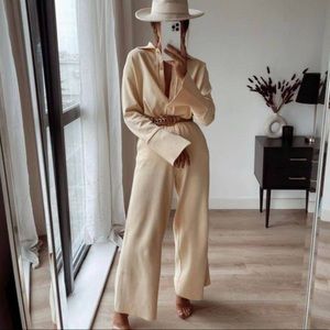 Zara soft feel wide leg pants in the shade vanilla size small